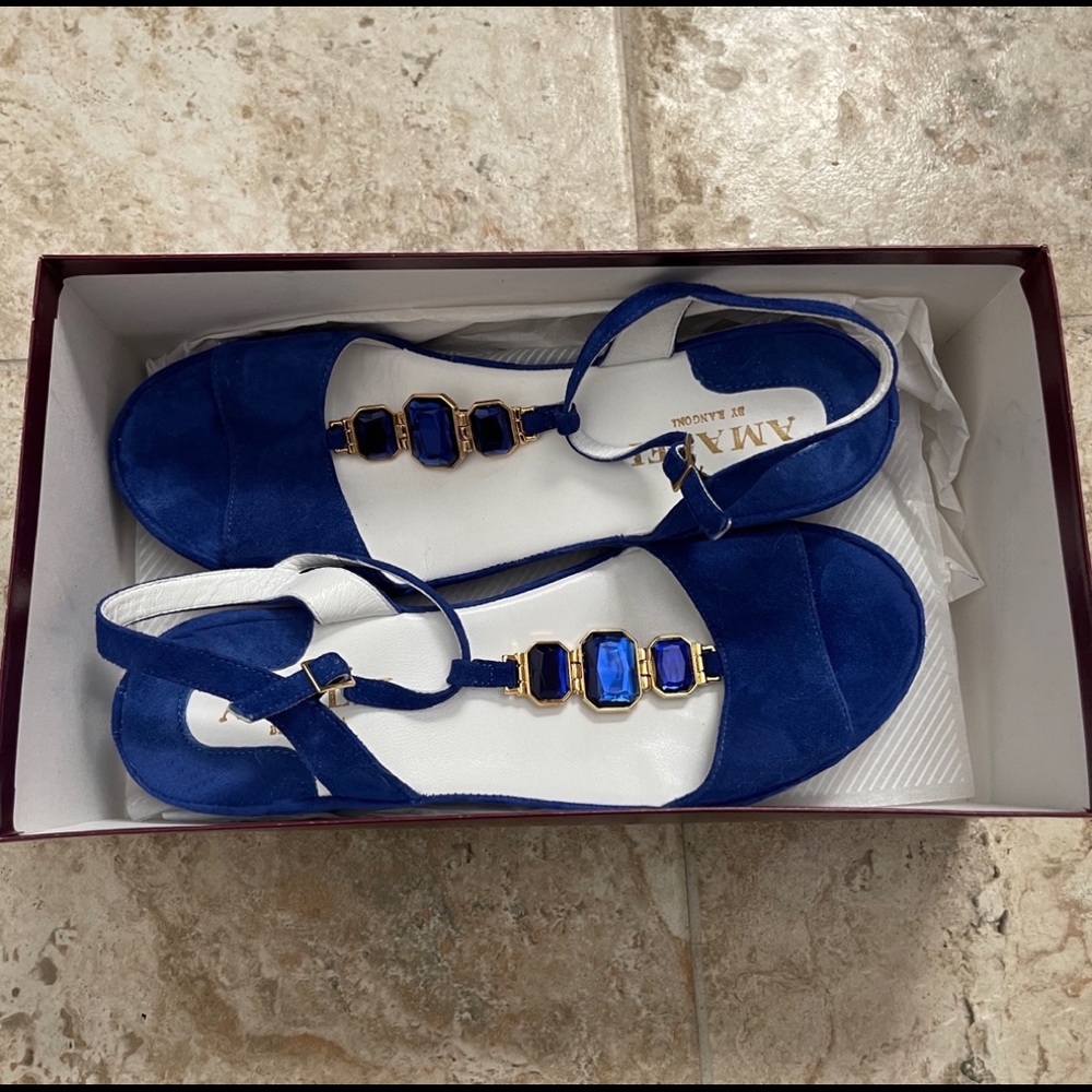 AMALFI BY RANGONI ROYAL BLUE STRAPPY SANDALS